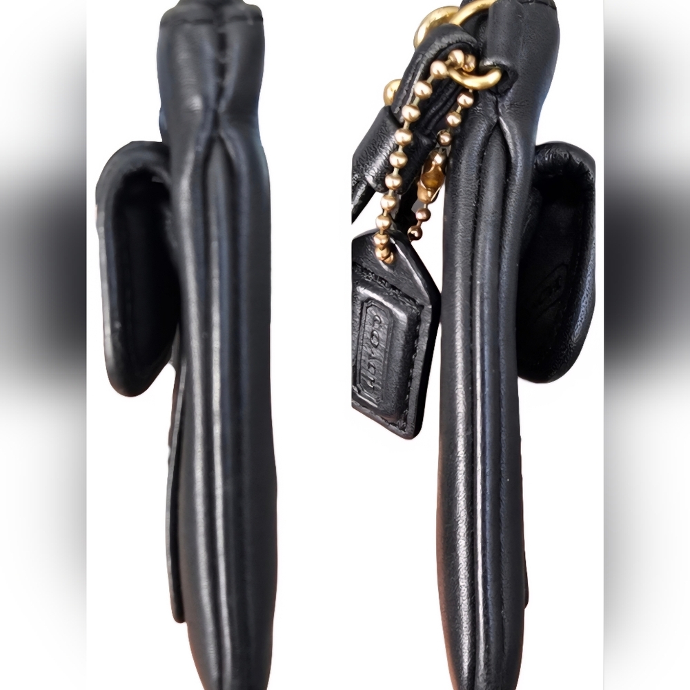 Vintage Coach Front Flap Turnlock Leather Wristlet Wallet in black EUC 7 × 4 - Picture 6 of 9